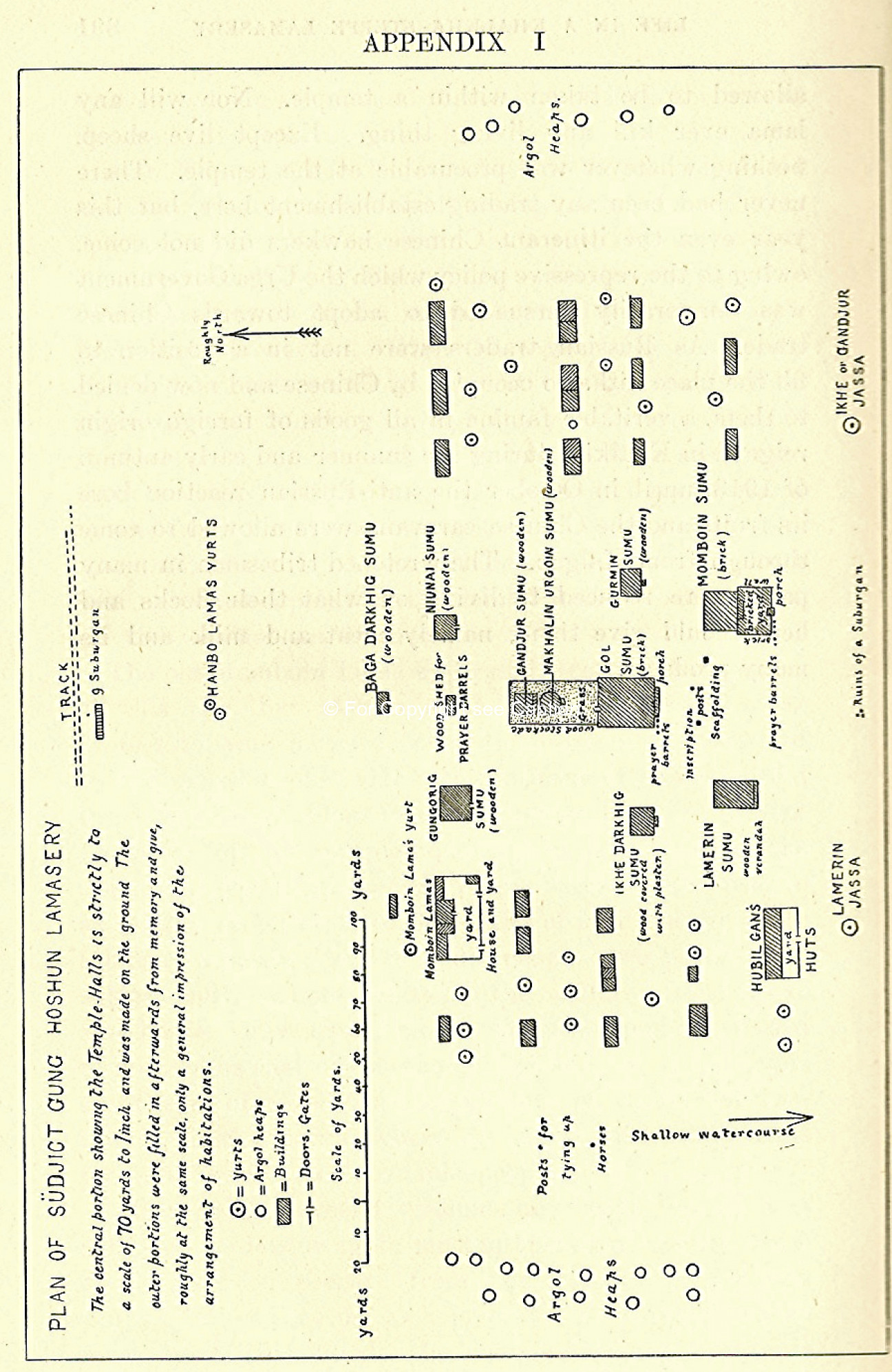 Map of Süjigt günii khoshuu lamasery. Binsteed, G. C., 